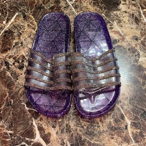 Sparkling Purple Slide Sandals